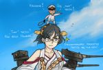  1boy 1girl admiral_(kantai_collection) bare_shoulders commentary detached_sleeves glasses hairband hat japanese_clothes kantai_collection kirishima_(kantai_collection) military military_uniform nontraditional_miko panzermeido short_hair uniform 