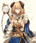  1boy androgynous animal_ears asuda bangs blonde_hair blue_eyes blush cat_ears ceylan chain folded_ears granblue_fantasy heart holding long_hair long_sleeves magnifying_glass monocle sleeves_past_wrists smile solo tareme 