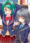  2girls ahoge girlfriend_(kari) glasses multiple_girls natsume_mahiro onodera_chizuru school_uniform short_hair sweatdrop 