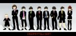  1girl 6+boys bangs black_hair black_legwear black_shoes blue_necktie bow bowtie brothers brown_eyes brown_hair buttons chibita choromatsu copyright_name crossed_arms formal ghost_in_the_shell_lineup grin hair_ornament half-closed_eyes hand_in_pocket hand_on_hip hands_in_pockets high_heels ichimatsu iyami jacket jyushimatsu karamatsu kuuya_(akagane001) letterboxed lineup long_sleeves looking_at_another miniskirt multiple_boys necktie osomatsu-kun osomatsu-san osomatsu_(osomatsu-kun) pants pants_rolled_up pencil_skirt pink_necktie purple_necktie purple_shirt red_bow red_bowtie red_necktie sextuplets shadow shirt shoes shorts siblings skirt sleeves_folded_up sleeves_past_wrists smile smirk suit swept_bangs teeth thigh-highs todomatsu totoko_(osomatsu-kun) white_shirt yellow_necktie 