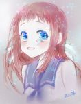  1girl blue_eyes brown_hair long_hair mukaido_manaka nagi_no_asukara sailor_dress school_uniform serafuku solo tears zenyu 