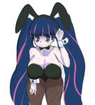  1girl alternate_hairstyle animal_ears blush bow breasts bunnysuit chelostracks cleavage green_eyes large_breasts long_hair multicolored_hair panty_&amp;_stocking_with_garterbelt pantyhose pink_hair purple_hair rabbit_ears sketch solo stocking_(psg) twintails very_long_hair 