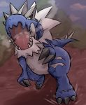  alternate_color claws kanikou7 no_humans pokemon pokemon_(creature) roaring running shiny_pokemon solo spikes tagme teeth tyrantrum 