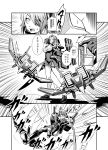  character_request comic crossover eyepatch grimlock headgear headphones holding kamizono_(spookyhouse) kantai_collection machinery monochrome polearm short_hair sword tatsuta_(kantai_collection) tenryuu_(kantai_collection) transformers translation_request turret weapon 