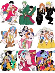 alternate_costume brook_(one_piece) franky_(one_piece) jimbei jinbe_(one_piece) long_hair monkey_d._luffy monkey_d_luffy multiple_boys multiple_girls nami_(one_piece) nico_robin one_piece roronoa_zoro sanji_(one_piece) short_hair tony_tony_chopper usopp