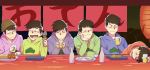  6+boys alcohol beer brothers brown_hair chin_rest choromatsu closed_eyes derivative_work drunk hoodie ichimatsu jyushimatsu karamatsu laughing male_focus messy_hair multiple_boys oden osomatsu-kun osomatsu-san osomatsu_(osomatsu-kun) reference_work screencap_redraw sextuplets siblings sitting smile todomatsu 