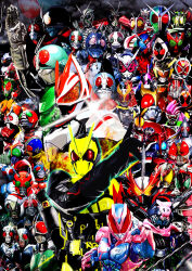 4ze_meteor 6+boys antennae armor armored_bodysuit bodysuit compound_eyes everyone ganbarider gloves grey_gloves helmet highres in-franchise_crossover kamen_rider kamen_rider_(1st_series) kamen_rider_01_(series) kamen_rider_1 kamen_rider_1_(shin) kamen_rider_2 kamen_rider_2_(shin) kamen_rider_555 kamen_rider_agito kamen_rider_agito_(ground_form) kamen_rider_agito_(series) kamen_rider_amazon kamen_rider_amazon_(series) kamen_rider_amazon_alpha kamen_rider_amazon_neo kamen_rider_amazon_omega kamen_rider_amazons kamen_rider_battle kamen_rider_battle:_ganbarizing kamen_rider_black kamen_rider_black_(series) kamen_rider_black_rx kamen_rider_black_rx_(series) kamen_rider_black_sun kamen_rider_black_sun_(series) kamen_rider_blade kamen_rider_blade_(series) kamen_rider_build kamen_rider_build_(rabbitrabbit_form) kamen_rider_build_(series) kamen_rider_dcd kamen_rider_decade kamen_rider_den-o kamen_rider_den-o_(series) kamen_rider_den-o_(sword_form) kamen_rider_double kamen_rider_double_(cyclonejoker) kamen_rider_drive kamen_rider_drive_(series) kamen_rider_ex-aid kamen_rider_ex-aid_(series) kamen_rider_faiz kamen_rider_fourze kamen_rider_fourze_(series) kamen_rider_g kamen_rider_g_(movie) kamen_rider_gaim kamen_rider_gaim_(orange_arms) kamen_rider_gaim_(series) kamen_rider_geats kamen_rider_geats_(series) kamen_rider_ghost kamen_rider_ghost_(series) kamen_rider_hibiki kamen_rider_hibiki_(series) kamen_rider_j kamen_rider_j_(movie) kamen_rider_kabuto kamen_rider_kabuto_(series) kamen_rider_kiva kamen_rider_kiva_(series) kamen_rider_kuuga kamen_rider_kuuga_(mighty_form) kamen_rider_kuuga_(series) kamen_rider_ooo kamen_rider_ooo_(series) kamen_rider_revi kamen_rider_revice kamen_rider_ryuki kamen_rider_ryuki_(series) kamen_rider_saber kamen_rider_saber_(series) kamen_rider_shadow_moon kamen_rider_shin kamen_rider_stronger kamen_rider_stronger_(series) kamen_rider_super-1_(series) kamen_rider_the_first kamen_rider_the_next kamen_rider_v3 kamen_rider_v3_(series) kamen_rider_vice kamen_rider_w kamen_rider_wizard kamen_rider_wizard_(series) kamen_rider_x kamen_rider_x_(series) kamen_rider_zero-one kamen_rider_zi-o kamen_rider_zi-o_(series) kamen_rider_zo kamen_rider_zo_(movie) kamen_rider_zx male_focus mask multiple_boys new_kamen_rider riderman shin_kamen_rider shin_kamen_rider_prologue skyrider tatoba_(ooo_combo) tokusatsu