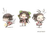  &gt;_&lt; 3girls artist_name chibi closed_eyes commentary_request crying dated hair_ornament hair_ribbon hinata_yuu jintsuu_(kantai_collection) kantai_collection long_hair multiple_girls naka_(kantai_collection) ribbon sendai_(kantai_collection) smile tears translated twintails white_background 