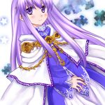  1girl 74 blush cape circlet dress fire_emblem fire_emblem:_seisen_no_keifu jewelry lavender_hair long_hair smile solo very_long_hair violet_eyes yuria_(fire_emblem) 