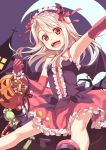  1girl :d albino candy demon_girl demon_horns demon_tail demon_wings fate/grand_order fate_(series) halloween horns illyasviel_von_einzbern kannuki_hisui open_mouth smile solo succubus tagme tail wings 