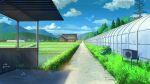  architecture bush clouds commentary east_asian_architecture field grass greenhouse hill house niko_p no_humans original rice_paddy road scenery shadow signature sky telephone_pole twitter_username 