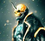  1boy adapted_costume bone horn jacket kamen_rider kamen_rider_ghost kamen_rider_ghost_(series) male shoutarotttt skull solo teeth upper_body 