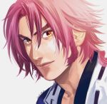  1boy 2015 dated highres icym lips male_focus orange_eyes realistic redhead smile tonbokiri_(touken_ranbu) touken_ranbu upper_body 