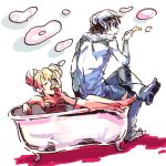  bath bathtub bubble chiko_(beroro) claw_foot_bathtub smoking takasu_ryuuji toradora! water 