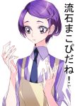  1girl apron bust dokidoki!_precure kenzaki_makoto necktie precure purple_hair short_hair simple_background solo tima translated violet_eyes white_background 