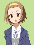  brown_eyes brown_hair face forehead hairband k-on! pointy_chin school_uniform short_hair simple_background solo tainaka_ritsu take_(office-t) 