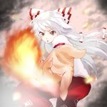  fire fujiwara_no_mokou ribbon touhou yuko_(artist) yuuyuu_(yuko) 