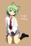  antennae bad_id character_name green_eyes green_hair necktie school_uniform short_hair solo touhou umekichi wriggle_nightbug 