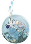  androgynous artist_request blue_hair chains drowning pants shackle short_hair underwater water 