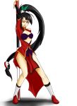  blazblue breasts china_dress chinadress chinese_clothes cleavage cleavage_cutout glasses hair_ornament kinao litchi_faye_ling long_hair panda ponytail purple_eyes shoes staff very_long_hair violet_eyes 