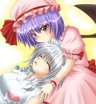  izayoi_sakuya kagura_chitose remilia_scarlet ribbon short_hair touhou 