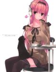  butterfly cat headphones pink_hair redhead stocking 