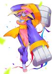  bad_id blue_skin breasts capcom claws cleavage cleavage_cutout confetti gradient_hair hat highres hsien-ko jiangshi large_breasts lei_lei multicolored_hair pink_eyes sketch tomohide vampire_(game) 