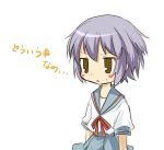  purple_hair school_uniform short_hair suzumiya_haruhi_no_yuuutsu tetora(kari) translated 