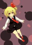  :d bad_id blonde_hair hair_ribbon highres necktie open_mouth red_eyes ribbon rumia short_hair smile solo touhou tsuttsu 