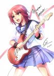  1girl angel_beats! artist_name character_name dated guitar instrument iwasawa open_mouth playing_instrument red_eyes redhead school_uniform serafuku short_hair signature sion_(laterna_magica) sleeves_rolled_up solo sweat 