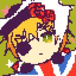  1boy artist_request axis_powers_hetalia blonde_hair eyepatch flower green_eyes hat male_focus pixel_art rose tagme union_jack united_kingdom_(hetalia) 