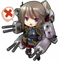  1girl aiguillette anger_vein bismarck_(zhan_jian_shao_nyu) blue_eyes brown_hair chibi epaulettes jiang-ge lowres mecha_musume military military_uniform personification red_skirt skirt solo spoken_anger_vein uniform zhan_jian_shao_nyu 