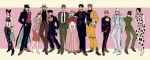  3girls 6+boys dio_brando donatello_versace erina_pendleton family george_joestar_ii giorno_giovanna hage_tashuumi higashikata_jousuke highres jojo_no_kimyou_na_bouken jonathan_joestar joseph_joestar joseph_joestar_(young) kuujou_holly kuujou_jolyne kuujou_joutarou multiple_boys multiple_girls rykiel ungaro 