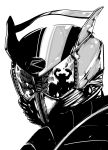  1boy face hammer_(gekidan_sharing_sky) heart_(kamen_rider_drive) kamen_rider kamen_rider_drive kamen_rider_drive_(series) male mask monochrome reflection silhouette simple_background solo_focus white_background 