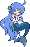  1girl aqua_eyes blue_hair long_hair lowres mermaid monster_girl navel puyopuyo_quest seriri_(puyopuyo) solo tagme very_long_hair 