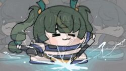 1girl animated_gif dark_green_hair long_hair qingyi_(zenless_zone_zero) twintails zenless_zone_zero