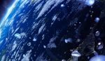  blue clouds earth floating jellyfish light no_humans original pei_(sumurai) scenery sky space star_(sky) water_drop 