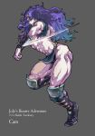  1boy absurdres arm_blade highres jojo_no_kimyou_na_bouken kars_(jojo) long_hair male_focus mayo_cha muscle purple_hair solo weapon 