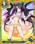 1girl black_hair bra breasts card_(medium) character_name chess_piece cleavage demon_wings hair_ribbon high_school_dxd king_(chess) long_hair navel purple_ribbon ribbon serafall_leviathan short_shorts shorts smile solo thigh-highs torn_clothes torn_thighhighs twintails under_boob underwear violet_eyes white_bra white_legwear wings 
