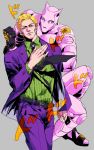  2boys blonde_hair formal idachi jojo_no_kimyou_na_bouken killer_queen kira_yoshikage male_focus multiple_boys necktie suit 