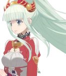  1girl bangs blue_eyes hairband lailah_(tales) long_hair looking_to_the_side matsuki_miyu ponytail smile solo tales_of_(series) tales_of_zestiria upper_body very_long_hair white_hair yuuki_(irodo_rhythm) 