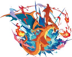  breath_weapon breathing_fire charizard dragon explosion fangs fiery_tail fire full_body green_wings highres mega_charizard_y official_art open_mouth orange_scales orange_wings pokemon pokemon_(creature) simple_background solo tail transparent_background wings 