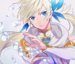  1boy air_bubble blue_eyes earrings feathers jewelry kamui_(tales_of_zestiria) long_hair male_focus mikleo_(tales) platinum_blonde ponytail sachico66 solo sorey_(tales) tales_of_(series) tales_of_zestiria 