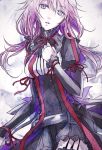  1girl blue_eyes breasts guilty_crown hair_ornament hairclip hand_on_own_chest long_hair looking_at_viewer open_mouth pink_hair solo twintails yoma yuzuriha_inori 