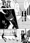  2girls comic eyepatch holding_weapon kantai_collection multiple_girls skirt tatsuta_(kantai_collection) tenryuu_(kantai_collection) translation_request tripping weapon 