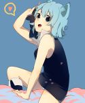  1girl animal_ears blue_eyes blue_hair cat_ears fang from_side fullc8 hat hat_removed headwear_removed heart highres looking_at_viewer nanami_ao open_mouth solo spoken_heart tagme yozakura_quartet 