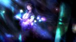  1girl bamboo bamboo_forest black_hair branch chun_lanlanlan forest from_side glowing houraisan_kaguya jeweled_branch_of_hourai long_hair looking_at_viewer looking_to_the_side nature night red_eyes smile solo touhou upper_body 