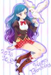  aikatsu! bird blue_hair dress kazesawa_sora long_hair multi-colored_hair red_eyes smile violet_hair 