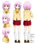  1girl bowtie brown_eyes highres kem_kem original pink_hair school_uniform solo white_legwear 