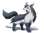  artist_name dated highres ivan_(ffxazq) mightyena no_humans open_mouth pokemon pokemon_(creature) red_eyes simple_background solo white_background 
